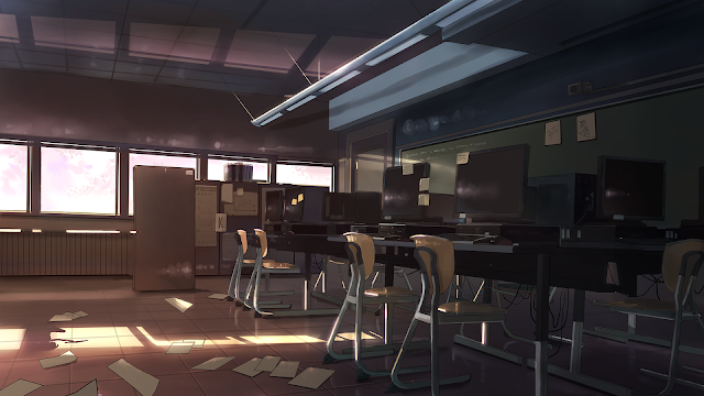 Messy office background anime landscape