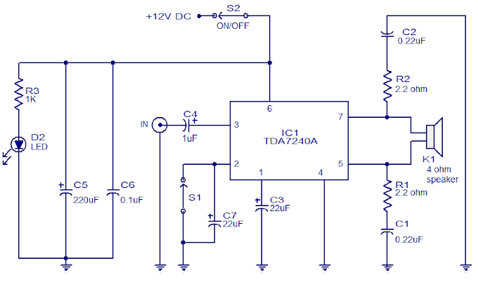 20W audio amplifier using TDA7240