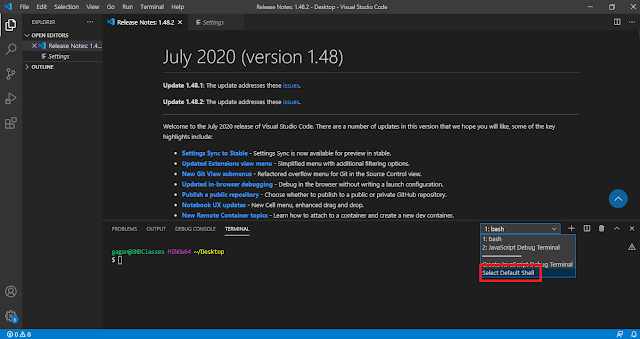 select default shell for git base integration