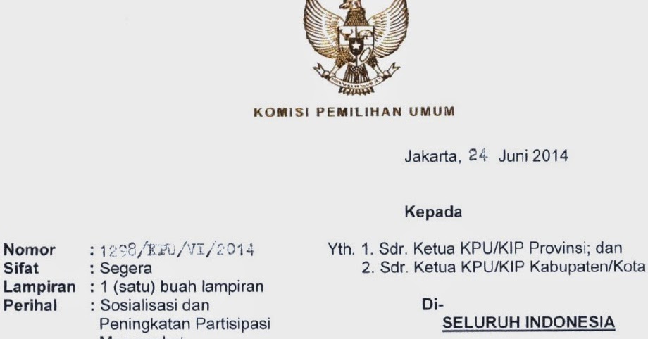 Rpp terbaru: SURAT EDARAN KPU TENTANG SOSIALISASI 