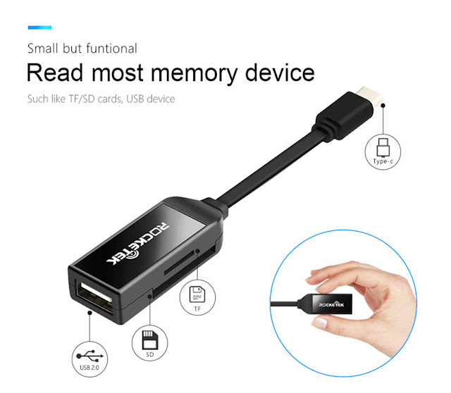 Rocketek Type-c OTG USB 2.0 SD Card TF Memory Card Reader Adapter for MacBook Xiaomi Cell Phone 
