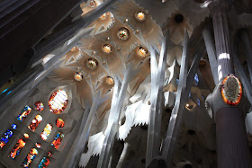 Inside Sagrada Familia Basilica in Barcelona
