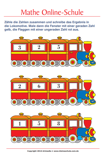 Matheaufgaben für 1. Klasse Grundschule 2019