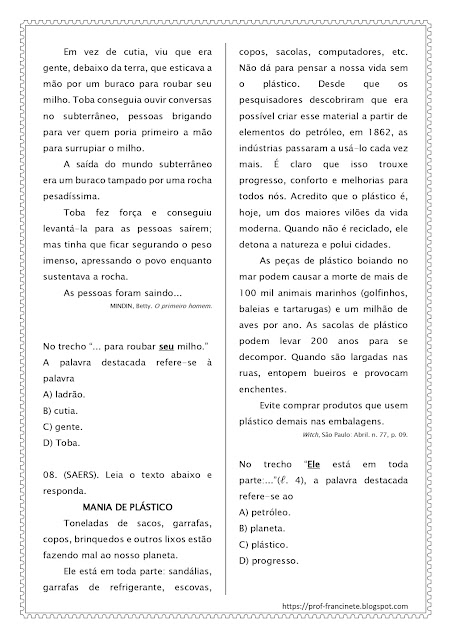 SIMULADO DE PORTUGUÊS – 4º E 5º ANO ALINHADO AO DESCRITOR 2
