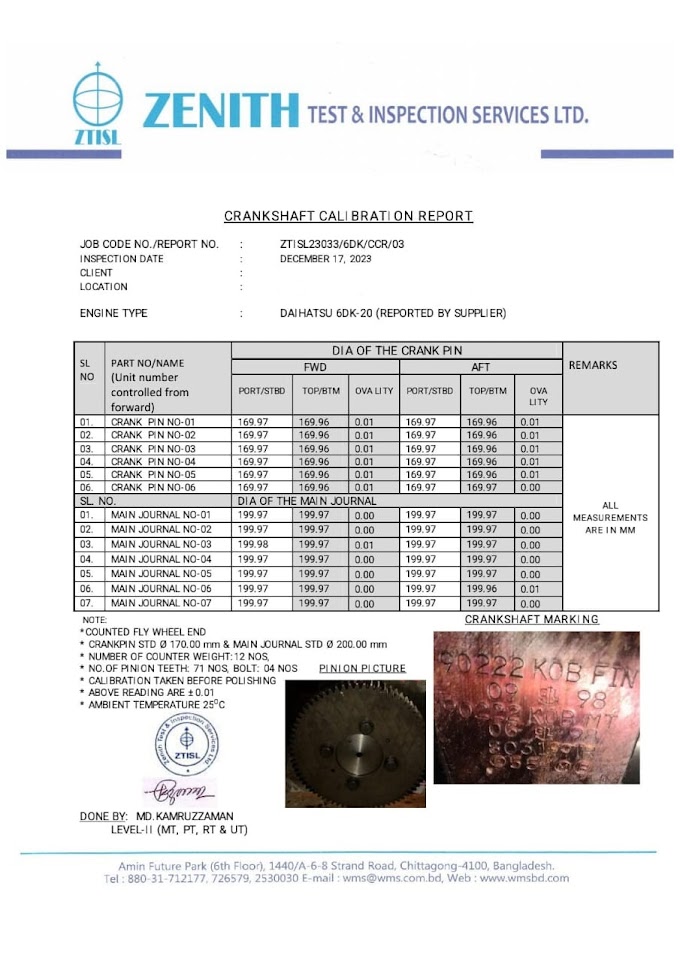 DAIHATSU 6DK-20 CRANKSHAFT