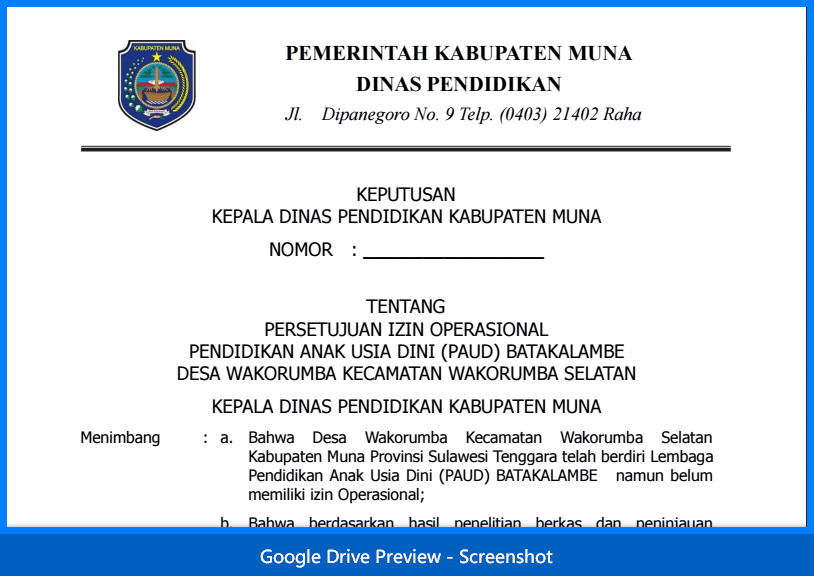 Contoh Surat Permohonan Izin Operasional Sekolah PAUD  Wiki Edukasi Share
