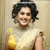 Tapsee in High Neck Stone Work Blouse