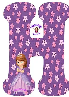 Abecedario Morado con Florecitas y la Princesa Sofía.