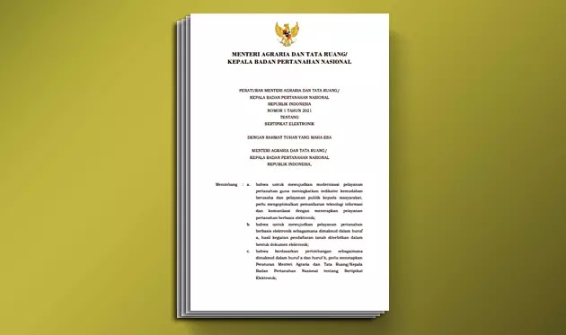 Permen ATR BPN 1 Tahun 2021 tentang Sertipikat Elektronik - Berkas Edukasi