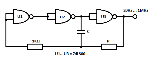 IC 74LS00 Square Wave Generator