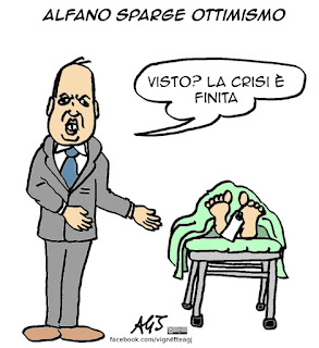 Alfano, governo, crisi, ottimismo, satira vignetta