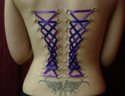 Corset Piercings by Dan Brailey. Highly original fetishistic piercings.