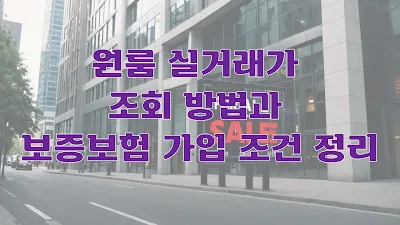 원룸 실거래가 조회 방법과 보증보험 가입 조건 정리