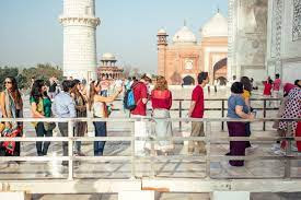 Shoes are not allowed in Taj Mahal