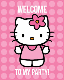 Welcome party guests with this free printable Hello Kitty birthday party poster.