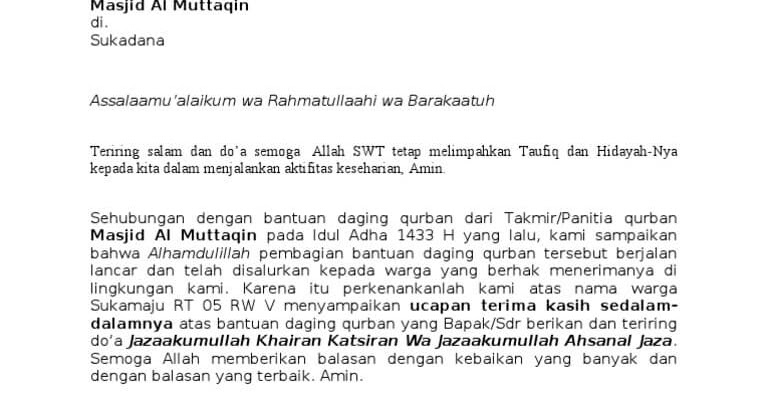 Contoh Surat Ucapan Terima Kasih Atas Kerjasama Dan Dukungan Kumpulan Surat Penting