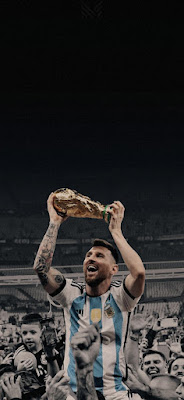 Messi holding world cup trophy wallpaper