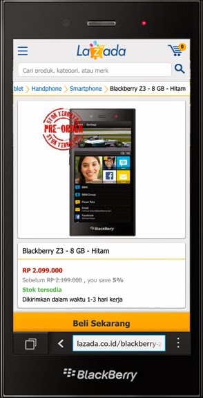 Harga BlackBerry Z3 aka BB Jakarta disertai Spesifikasi 