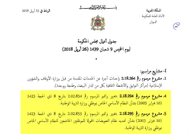مرسومي الإطار والتعويضات الخاصة الادارة التربوية بجدول أعمال مجلس الحكومة الخميس 26 أبريل 