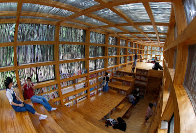 Fish Eye Interior View of The Liyuan´s Library via blog White Hat Architecture