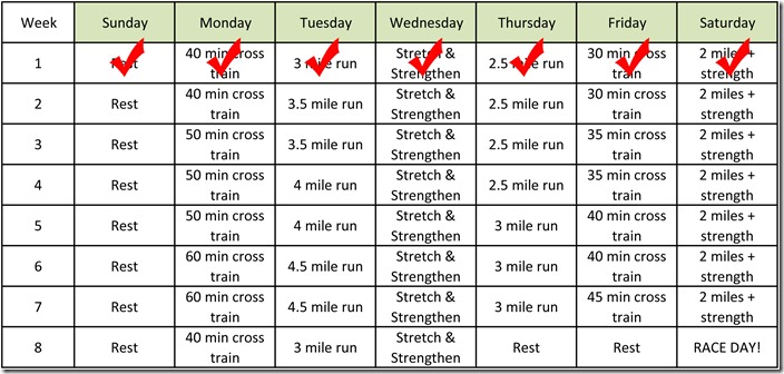10 K training schedule1.7