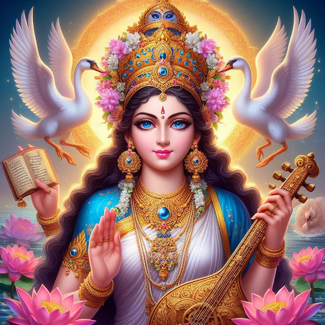 Goddess Sarasvati Computer pictures, seeking her divine blessings