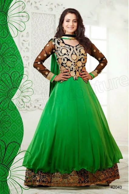 Green Anarkali Style Frock Design 2016