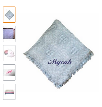 Mycah's Botanical Mycah Embroidered Boy Personalized Cotton Woven Blue Baby Blanket