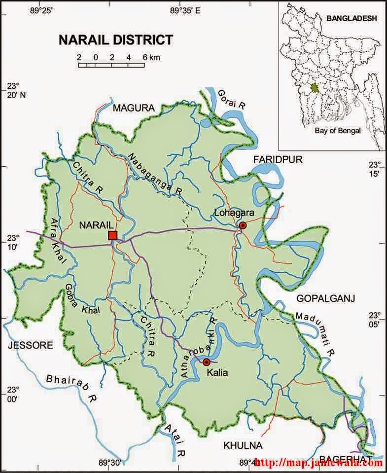 narail zila map of bangladesh