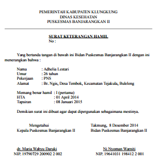 Contoh Surat Keteramgan Hamil Guru dari Bidan Puskesmas ...