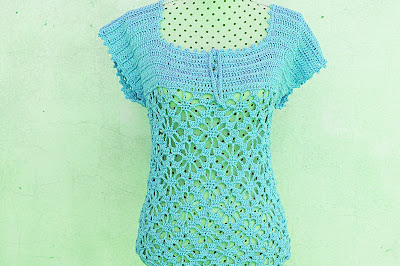 5 - Crochet IMAGEN Blusa verde a crochet y ganchillo muy fácil y sencilla. MAJOVEL CROCHET