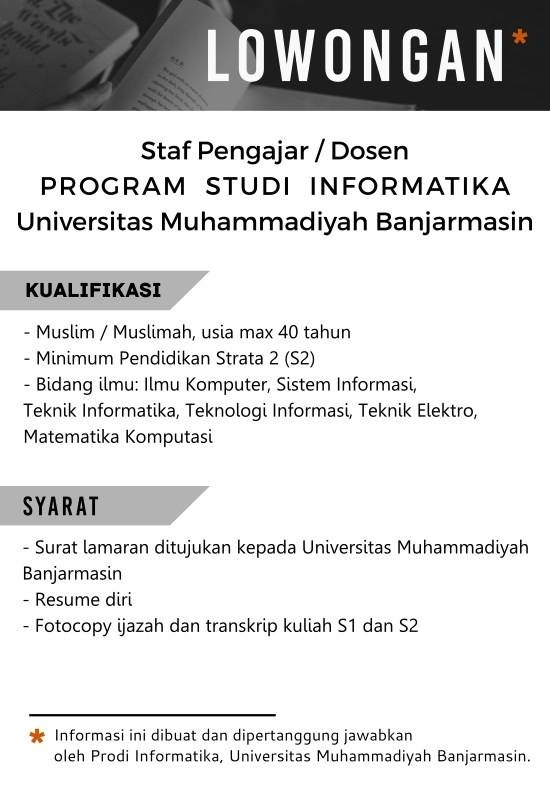 Lowongan Universitas Muhammadiyah Banjarmasin sebagai 
