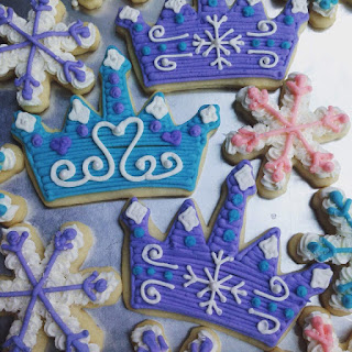 Frozen Themed Crown and Snowflake Cookies