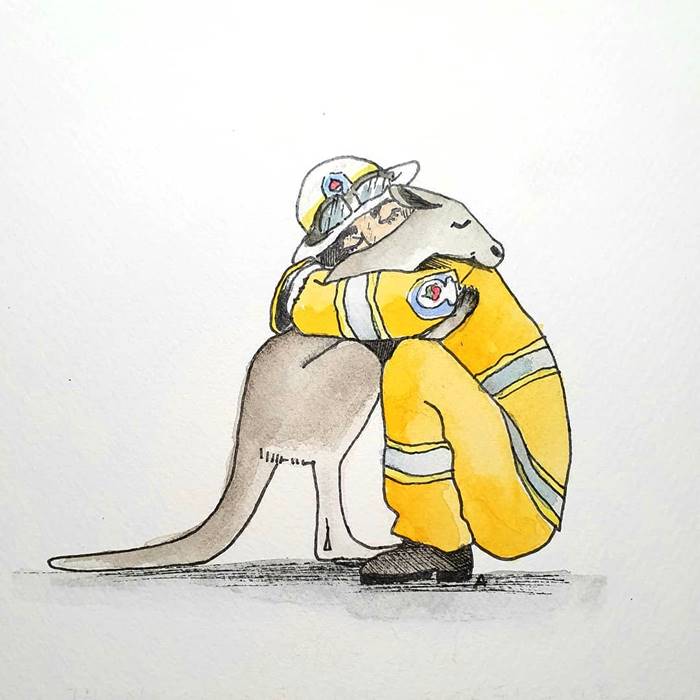 Piercing illustrations describing the horror and distress of Australian fires