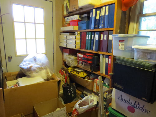 sorted shelving and storage boxes