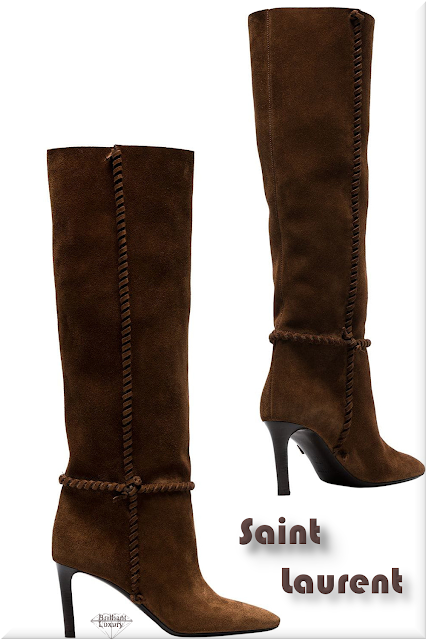 ♦Saint Laurent brown Mica knee high slouch suede boots #saintlaurent #shoes #brown #pantone #brilliantluxury