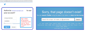 Twitter login failed leads to Page not found