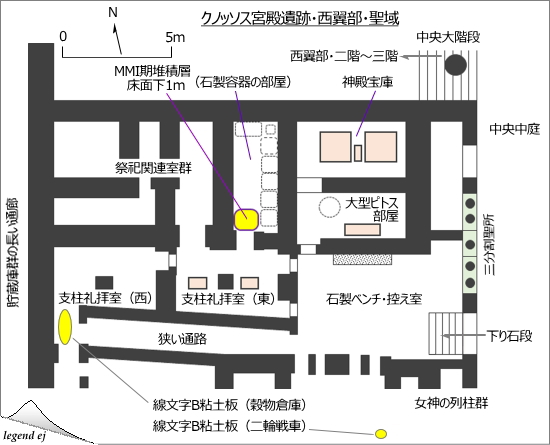 ミノア文明・クノッソス宮殿遺跡・聖域・プラン図 Palace Sanctuary Plan, Knossos Palace／©legend ej