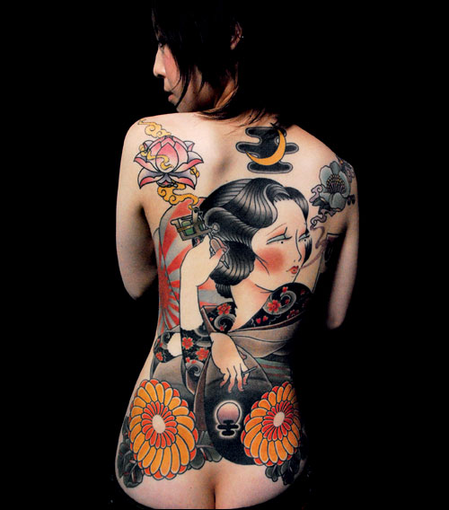 Usually the oriental style of tattooing involves using the entire body as a