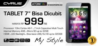 Cyrus AtomPad, Tablet Android Murah Gingerbread 1GHz