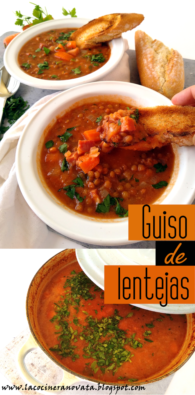 GUISO DE LENTEJAS LA COCINERA NOVATA RECETA COCINA TRADICIONAL ESPAÑOLA COMFORTFOOD LEGUMBRES BAJO EN CALORIAS ECONOMICA POBRES FAMILIAR LUNCHBOX TUPPER