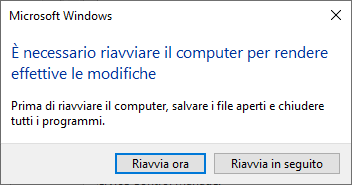 Riavviare il sistema