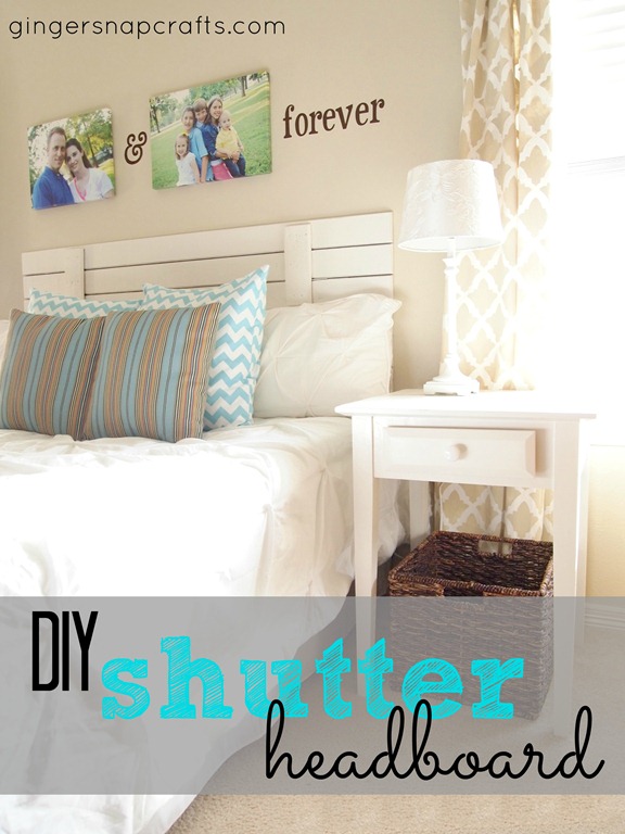 DIY shutter headboard from GingerSnapCrafts.com