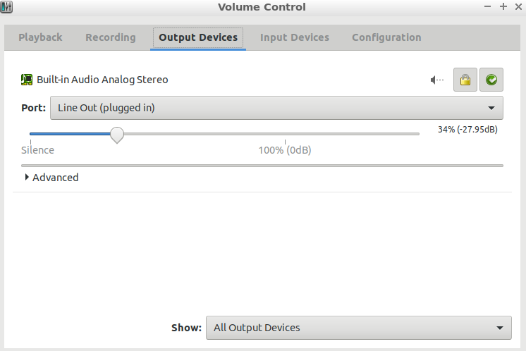 PulseAudio output device settings