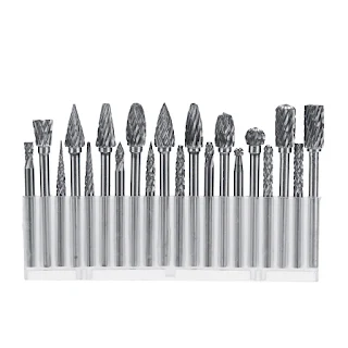 Double Cut Carbide Rotary Burr Set - 20 Pcs 1/8" Shank, 1/4" Head Length Tungsten Steel for Woodworking, Carving, Engraving, Polishing hown - store