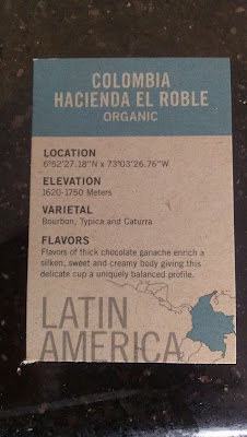 Colombia Hacienda El Roble insert card 