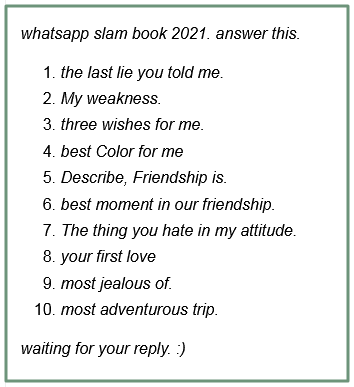 whatsapp slam book for friends