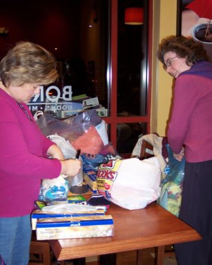 Linda and Priscilla starting the sort