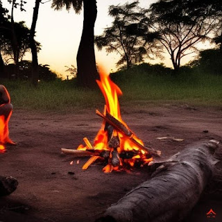 campfire in Kenya at dusk