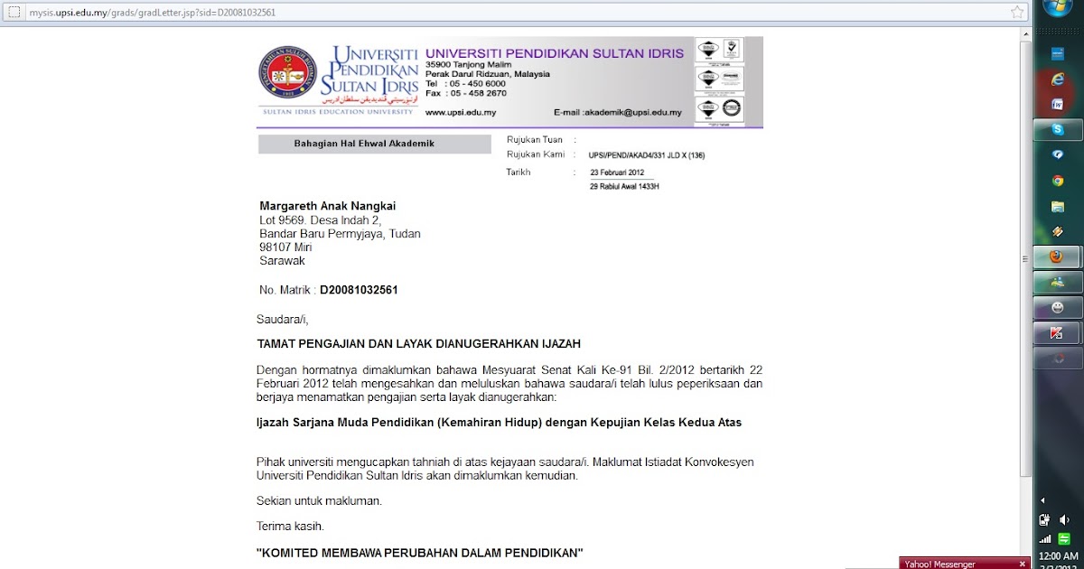 Surat Kepada Bendahari Upsi